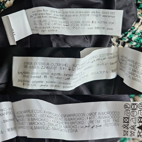 New Zara Plaid Textured Tweed Oversized Bomber Green Chanel Style Jacket NWT XS - Picture 17 of 17